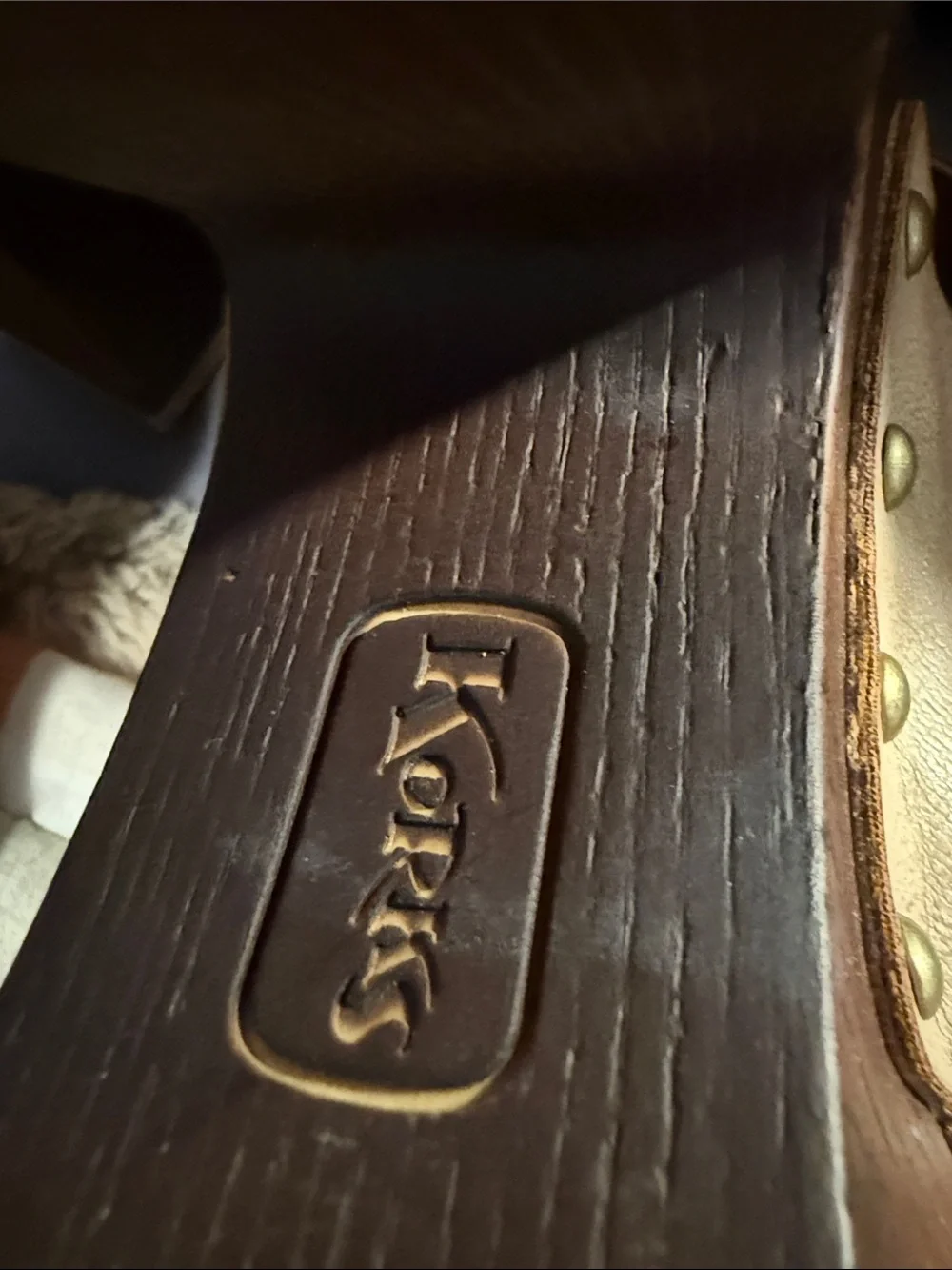 Beige Leather Platform Sandals with Studded Accents